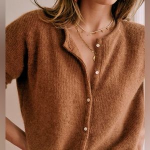 Sézane Gaspard Cardigan Camel Super Kid Mohair